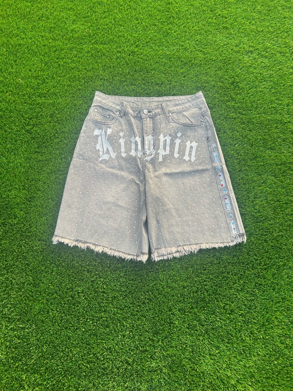 Kingpin rhinestone baggy jorts